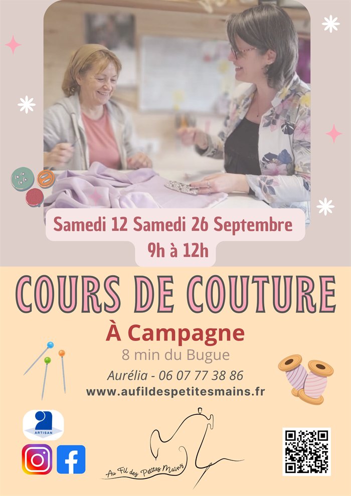 Affiche des cours de couture à Campagne